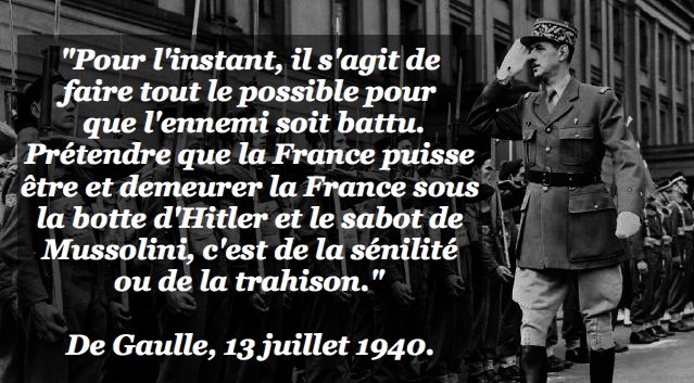Charles2Gaulle_'s tweet photo. "Ce soir, veille du 14 juillet, il n'est pas une pensée française qui ne soit pour la France seule." 

De Gaulle, 13/07/1940. #FeteNationale https://t.co/8EQ7W66IsD