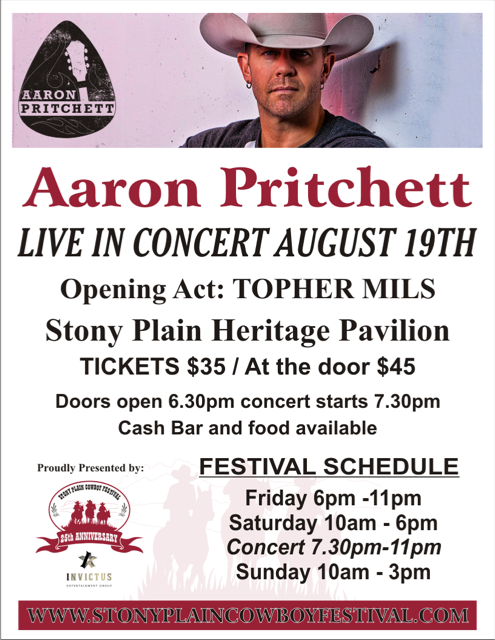CowboySociety's tweet image. What a great night Saturday August 19th 2017 is going to be! Make sure you get your tickets to see @AaronPritchett and @TopherMils