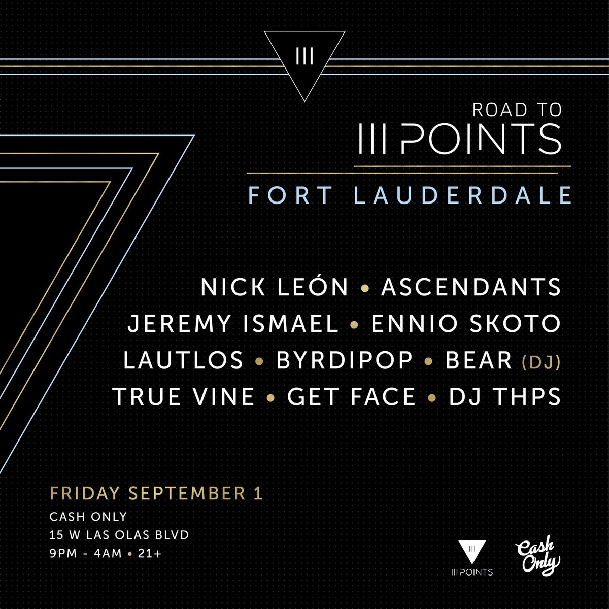 Announcing! <a href="/CashOnlyFTL/">Cash Only</a> is the official SoFlo stop on the Road to <a href="/iiiPoints/">III Points Festival</a>!! 💪🏽💪🏽