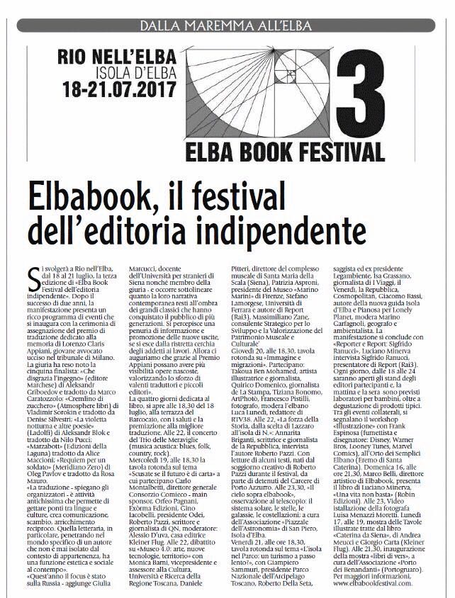 Grazie a <a href="/nmarotti/">Nunzio Marotti</a> che su <a href="/Toscanaoggi/">Toscanaoggi</a> ci dedica un lungo articolo #elbabookfestival #elbabookfestival2017