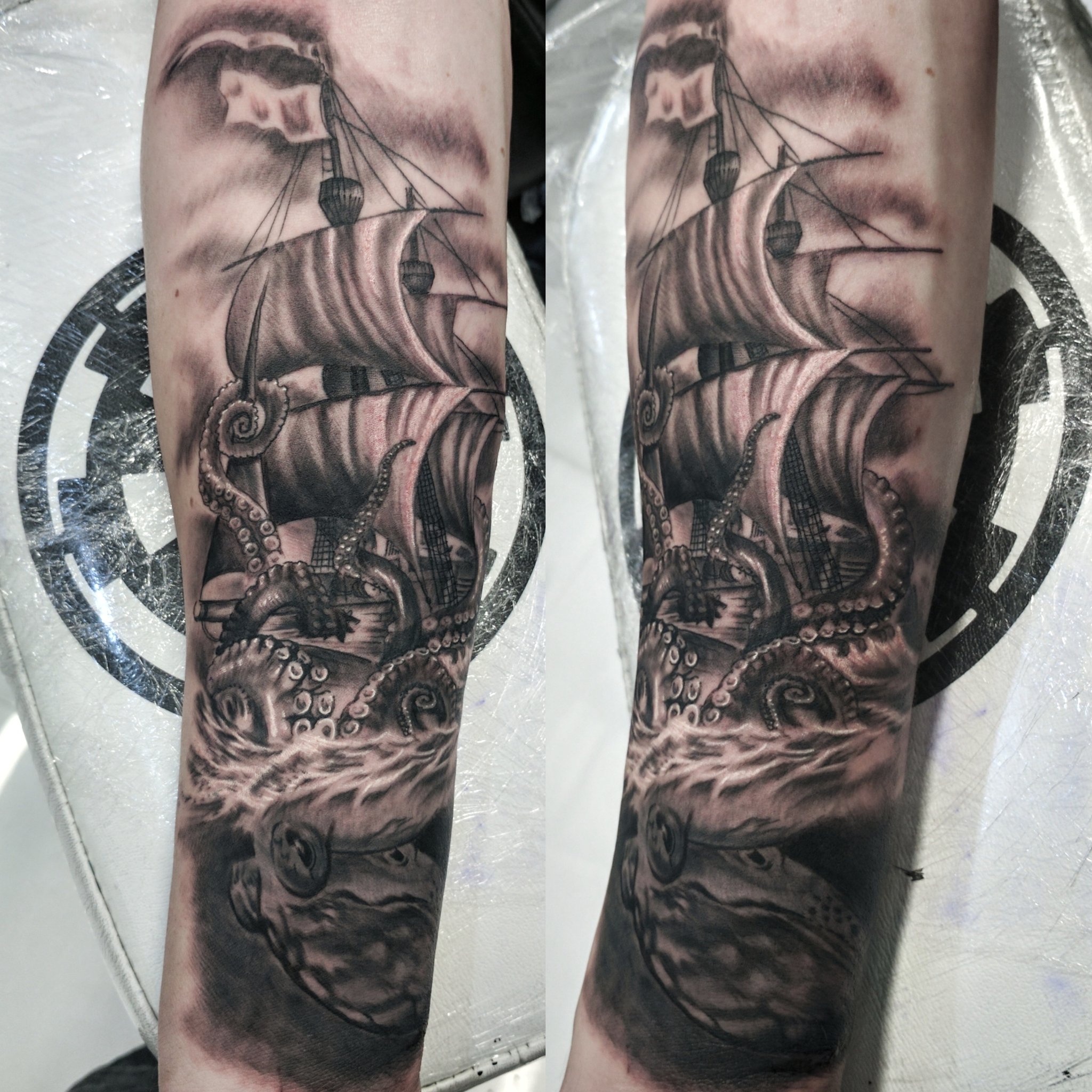Starlight Tattoo  Checkout this healed kraken and clipper ship done by  jaysalltattoo Big thanks to Doug for always sitting like a champ and for  stopping back in for the photo kraken 