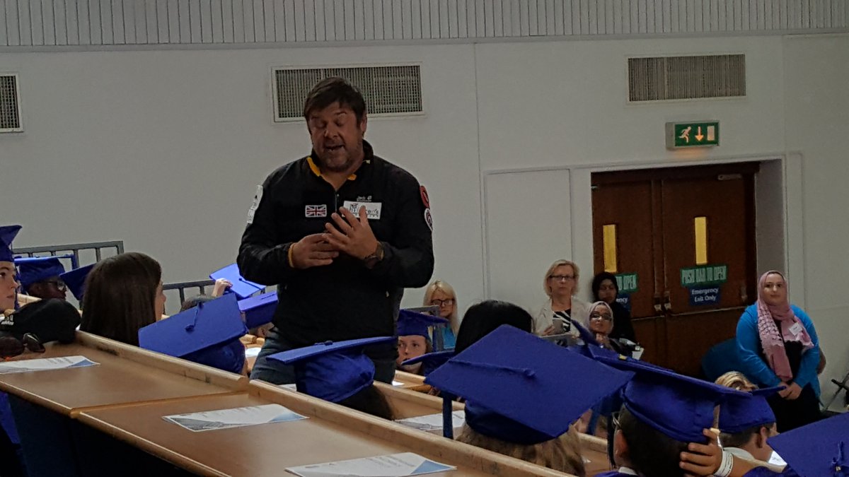 Fantastic speaker Mark Wood (British adventurer and explorer) at Children's University graduation.