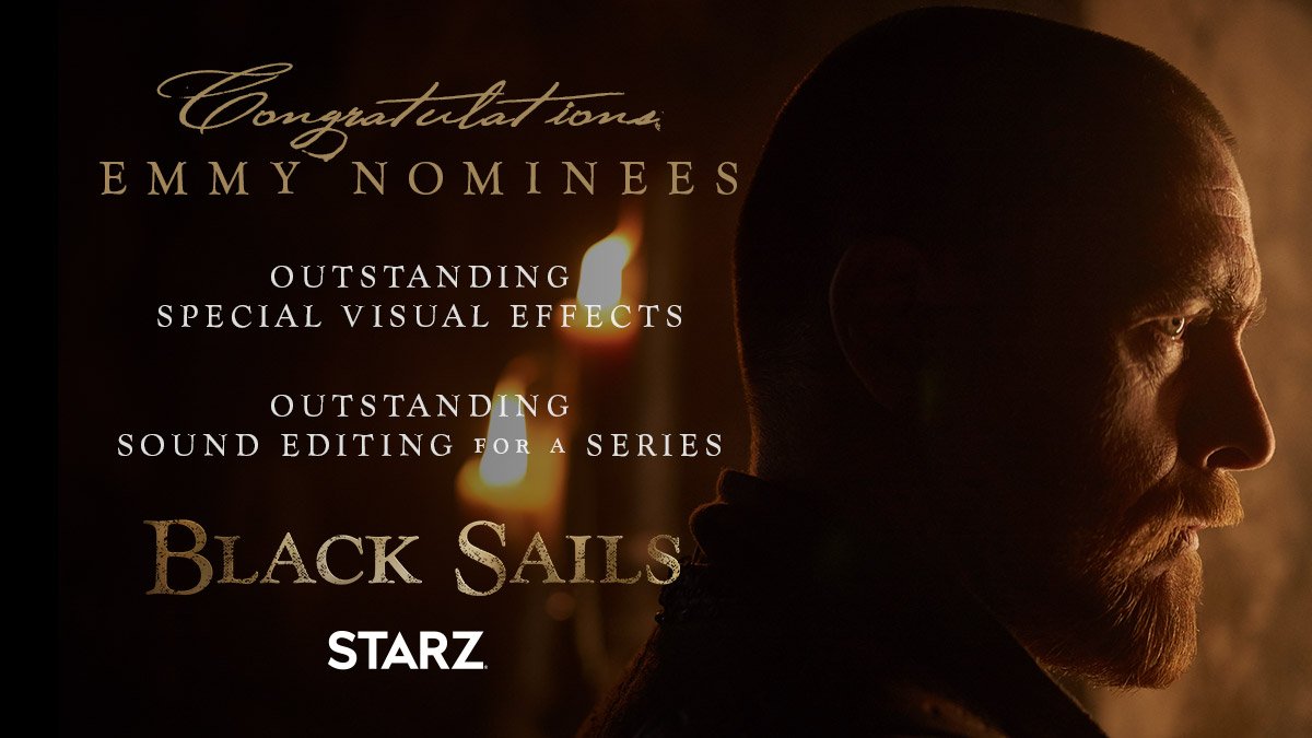 We are truly honored. Congratulations to our incredible #BlackSails crew on their nominations. #Emmys