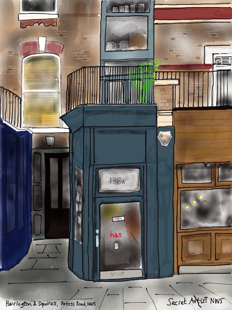 Just finished this pic of printers Harrington &amp; Squires, Fortess Road. Such a dinky shop &amp; looking smart  <a href="/BobandHorace/">Harrington&Squires</a> <a href="/TufnellParkLive/">Tufnell Park</a>