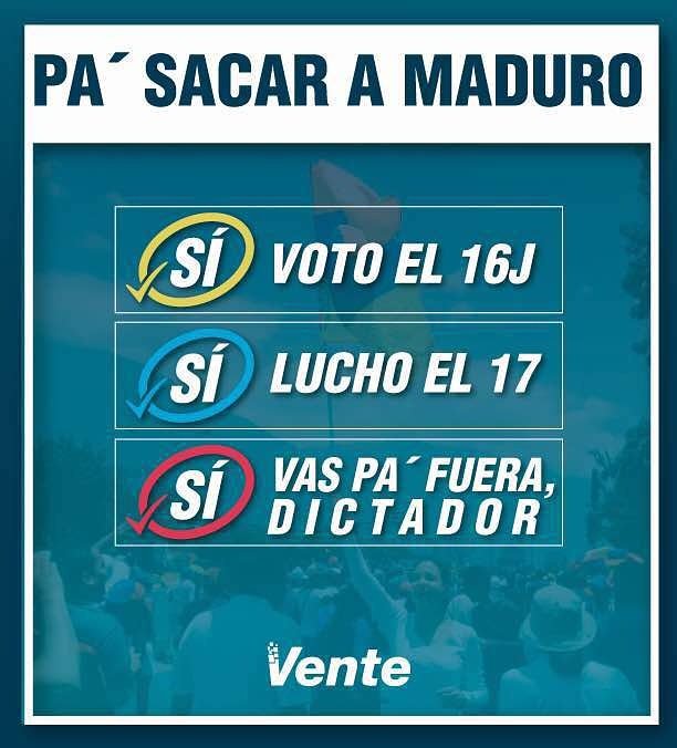 GilbrtoGraterol's tweet photo. Venezolanos, este #16Jul nos vemos en la gran #ConsultaPopular para sacar a #Maduro #16jSiSiSi @VenteVenezuela #VenteConTodo https://t.co/F4WNj9E69Z