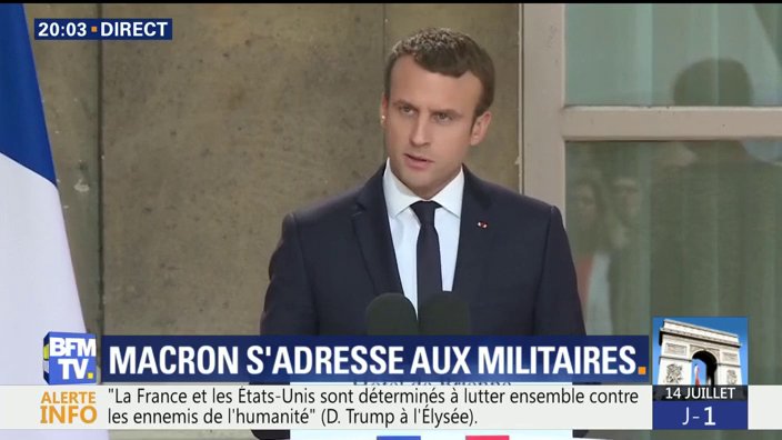 BFMTV's tweet image. DIRECT "Il n'est pas digne d'étaler certains débats" "Je suis votre chef". "Je n'ai besoin de nulle pression" dit @EmmanuelMacron aux Armées