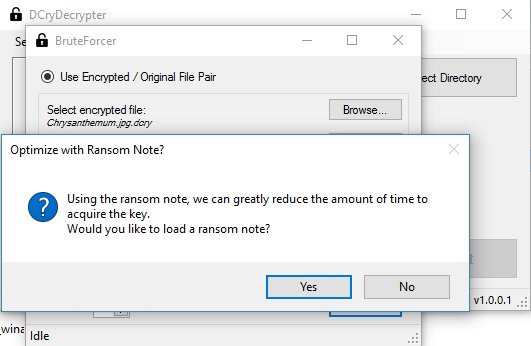 demonslay335's tweet image. Files encrypted with ".dcry" extension? Here's a free decrypter. Thanks to @FraMauronz for cracking it with me. :) download.bleepingcomputer.com/demonslay335/D…