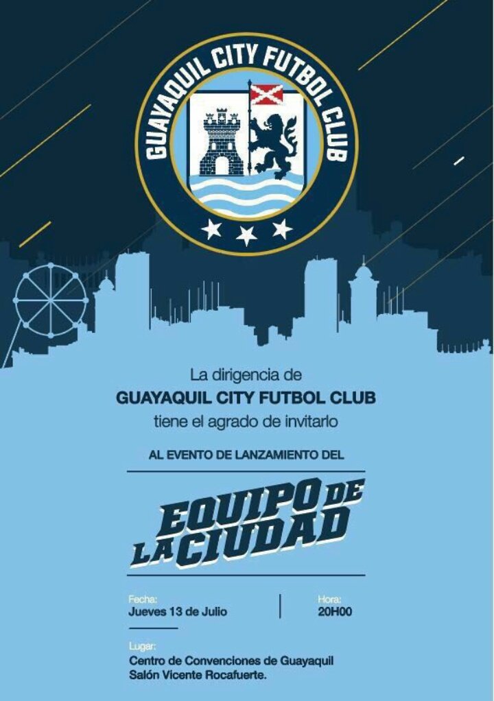 GYECITYFC's tweet photo. 📆El día de HOY se realizará el evento para presentar oficialmente a #GuayaquilCityFC .
⭕⚪⭕ https://t.co/Gq0gv5NED5
