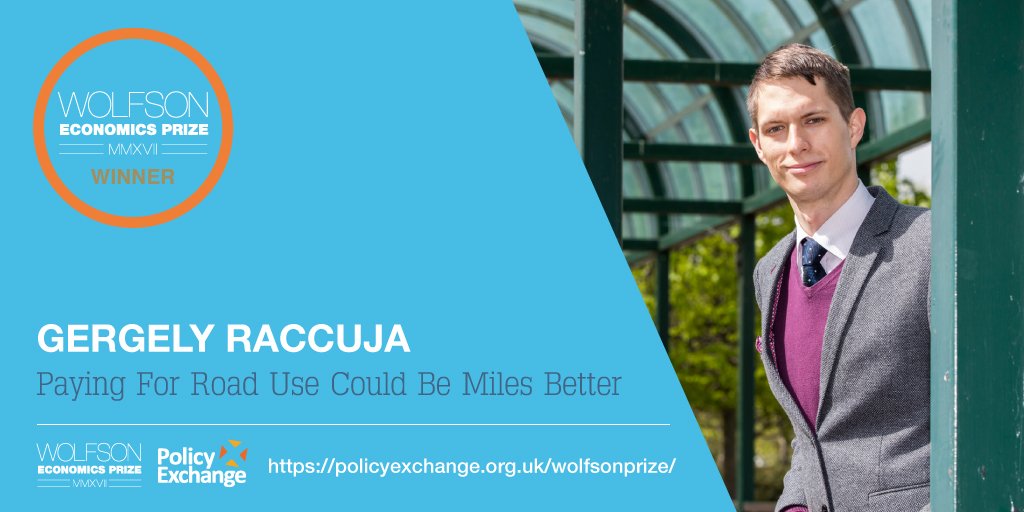 Policy_Exchange's tweet photo. Congratulations to Gergely Raccuja on winning the 2017 Wolfson Economics Prize! #WEP2017 #BetterRoads #MilesBetter https://t.co/cIxh8vkyLe https://t.co/8Eqdx3tOOg