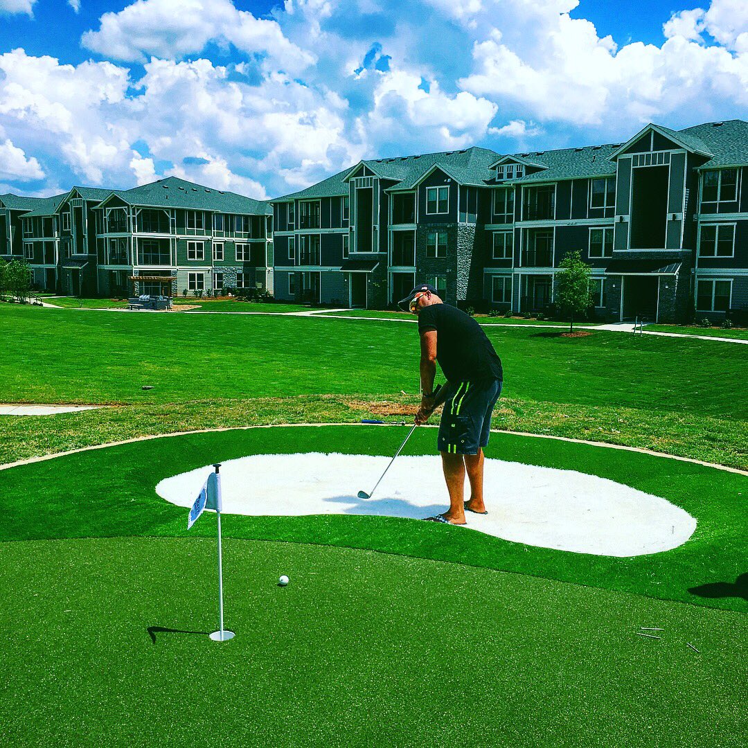 TheCrestLC's tweet image. Breaking in our putting green today! We always have a blast with our residents! #weloveouresidents #crestliving #amenities #puttinggreen