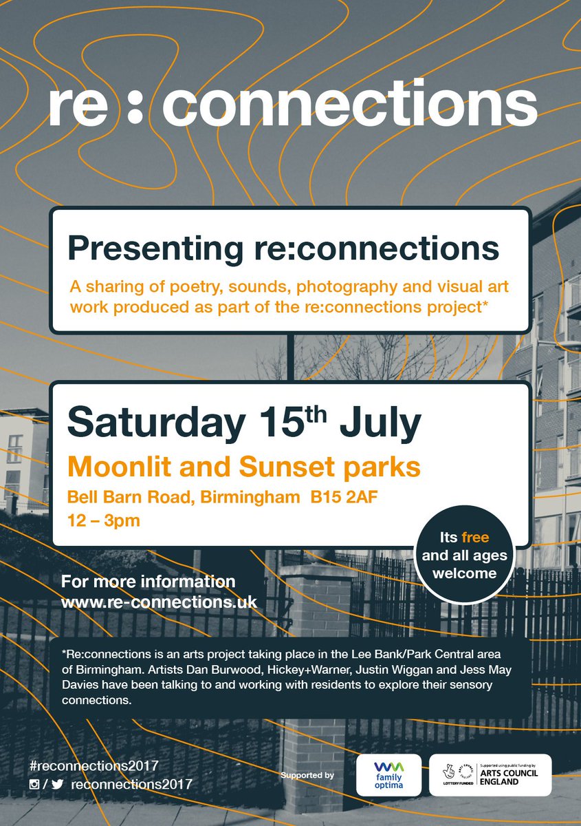 re_connections's tweet photo. See/hear artworks from artists conversations with Lee Bank/Park Central residents this Saturday #reconnections2017 https://t.co/lGrX01JBQv