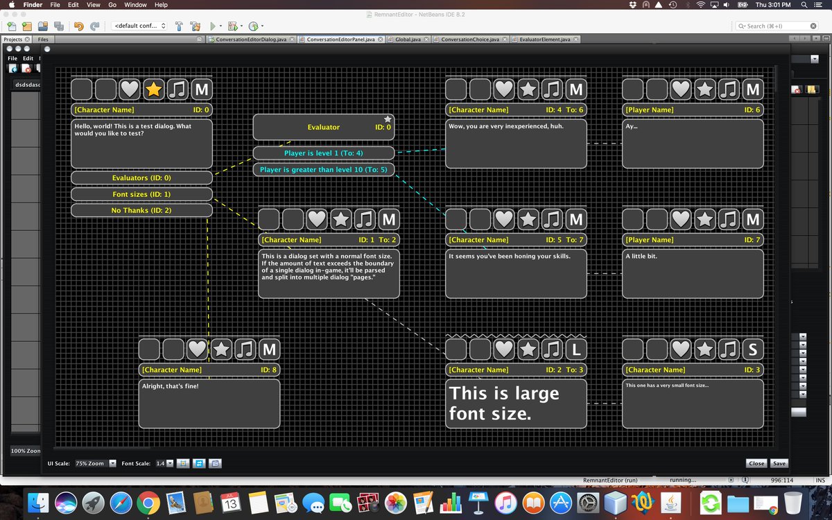 RemnantProject's tweet image. The hard work on the #ProjectRemnant conversation editor has paid off--allowing for very complex/dynamic dialog! #indiegame #indiedev #JRPG