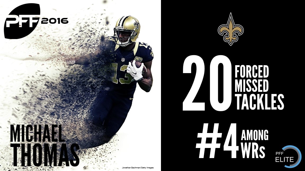 PFF's tweet image. Michael Thomas hit the ground running as a rookie