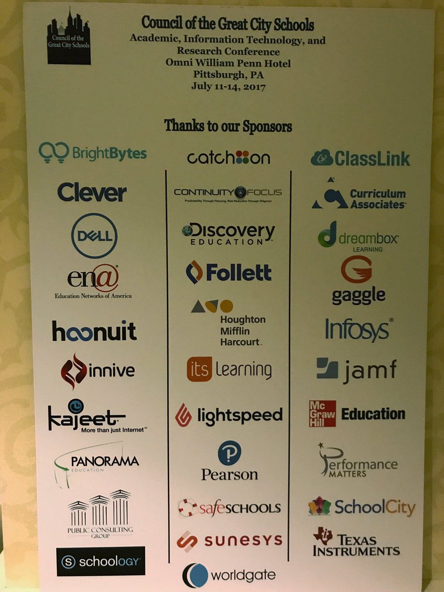 Another fantastic CAO/CIO conference held by @GreatCitySchls. We are proud to be included as a sponsor again this year! #k12 #CGCSjoint17