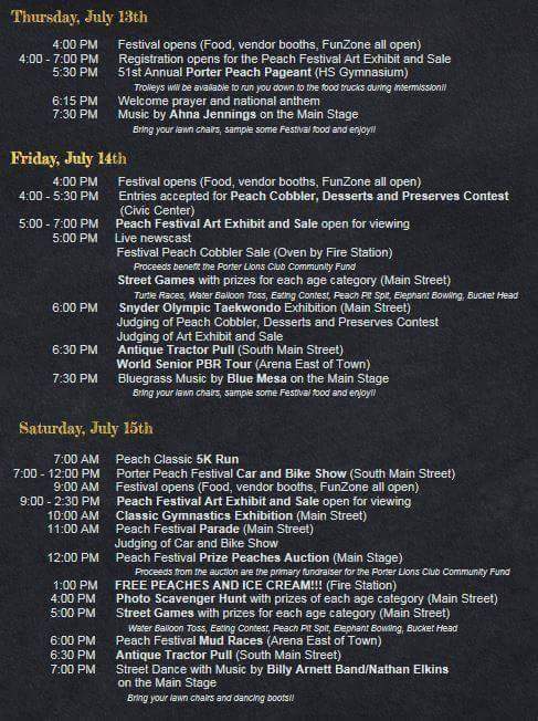 Schedule for the festival!