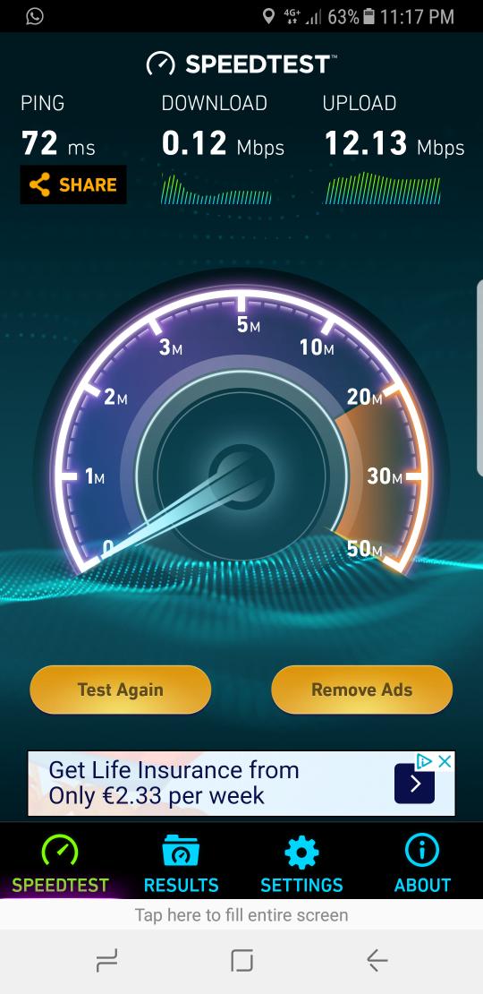 Stephen_Duffy_'s tweet photo. @ThreeCare What is happening in the north east regarding signal? Extremely poor 4G speeds. Will this be rectified? Happening 3 days now. https://t.co/TI0YjiHQ7i