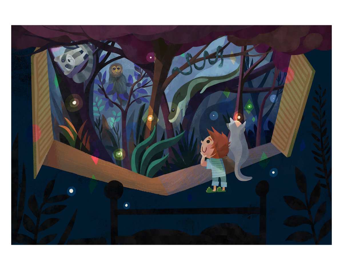 Nighttimes are magical and full of life. #kidlitart #childrensillustration #childrensbooks