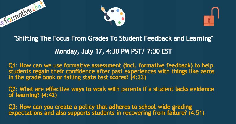 goformative's tweet photo. Join us for #formativechat on Mon. at 4:30 PST | 7:30 EST and let's talk about emphasizing feedback over grades! Guest host: @MikeDOstilio😎 https://t.co/Wajn2ohzpJ