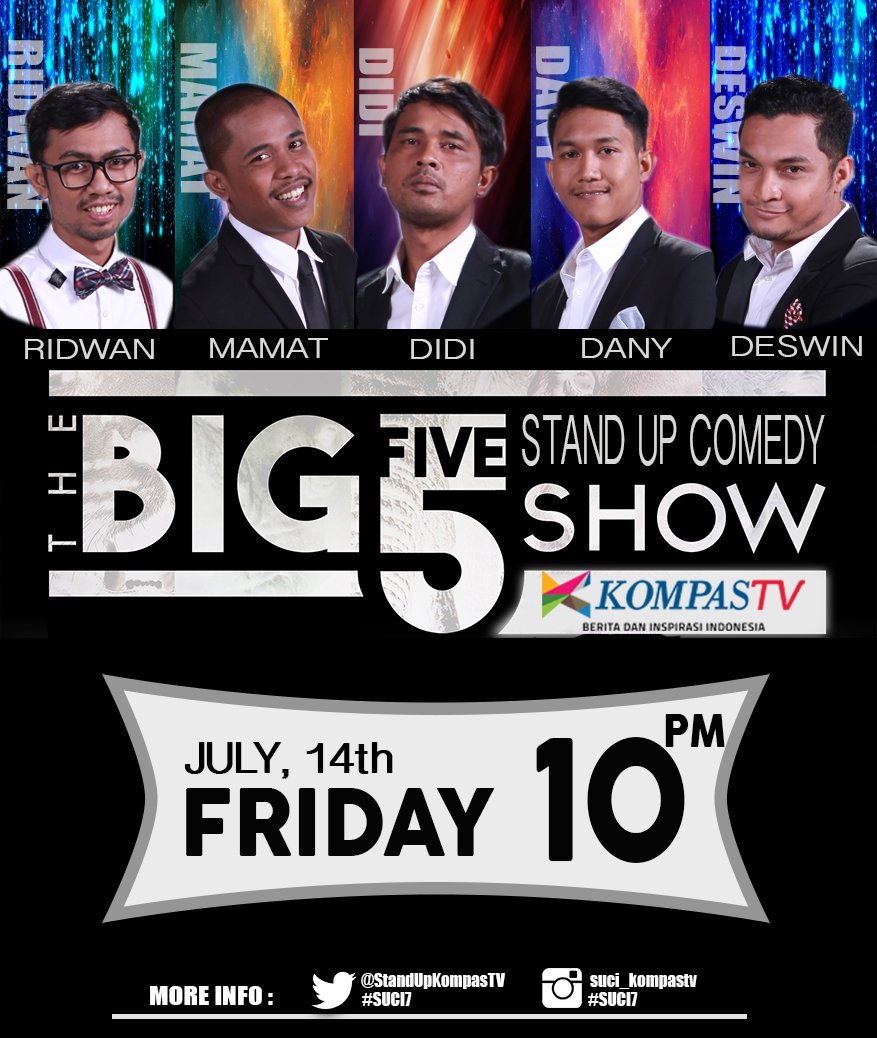 jgn lupa juga gaes malam ini nonton <a href="/KompasTV/">KOMPAS TV</a> karna bakal ada show BIG 5 <a href="/StandUpKompasTV/">SUCI Kompas TV</a> #Suci7 jam 23.00 Wita. pantengin ya...