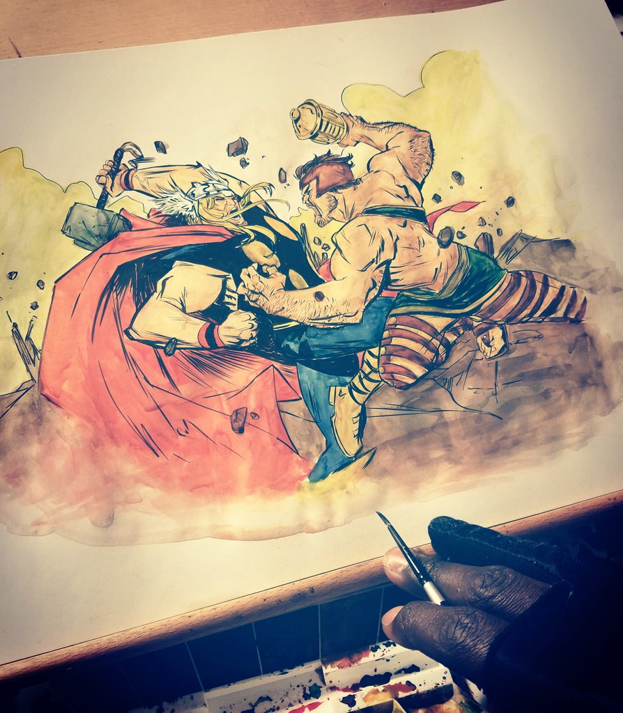 sanfordgreene's tweet image. Here's another throw back image with water colors. Please inquire. #MarvelClassics