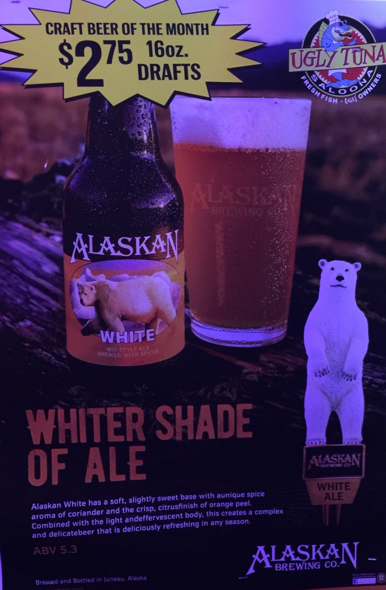 UglyTunaSaloona's tweet image. Our beer of the month! $2.75! Craft beer from Alaskan! Care to wet your whistle?? #uglytuna #campusbars #craftbeerlover #uglytuna