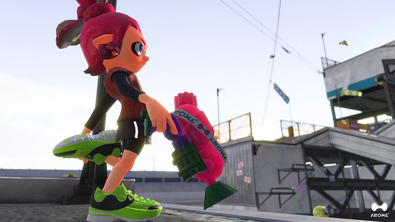 Splatoon スプラトゥーン これは スプラシューターコラボ スプラシューター がギアブランドのアロメとのコラボデザインになったブキだ メインの性能は元のブキと変わらないが サブやスペシャルの組み合わせが スプラッシュボム と ジェット Splatoon スプラトゥーン これは スプラシューターコラボ スプラシューター がギアブランドのアロメとのコラボデザインになったブキだ メインの性能は元のブキと変わらないが サブやスペシャルの組み合わせが スプラッシュボム と ジェット