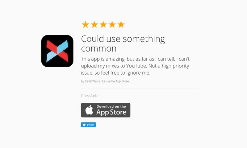 5 Star Review: "Could use something common: This app is amazing, but as far as I can tell,…" launchkit.io/reviews/I0ec8M…