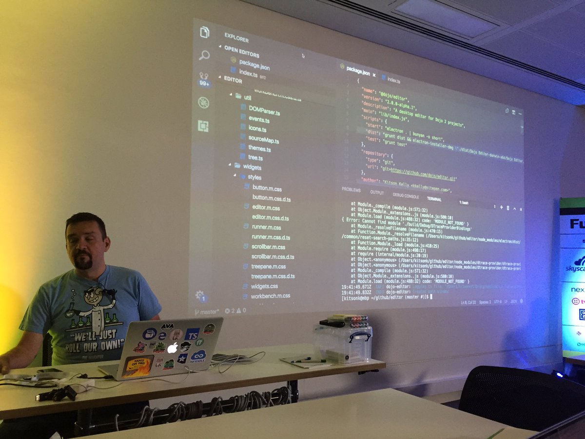 Drew Amato (@andrew_a_dev) on Twitter photo Writing an Electron app with an Electron app ("...a really bad inversion of Inception.") w/ <a href="/kitsonk/">kitsonk.meh</a> #fullstackcon Writing an Electron app with an Electron app ("...a really bad inversion of Inception.") w/ <a href="/kitsonk/">kitsonk.meh</a> #fullstackcon