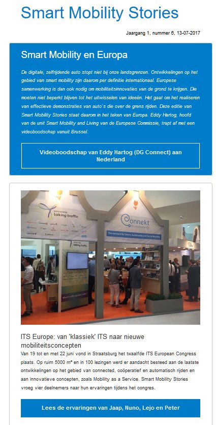 "Smart Mobility Stories nr 6" met als thema Smart Mobility en Europa, is net uitgestuurd aan ca. 2.100 professionals mailchi.mp/innovatiecentr…