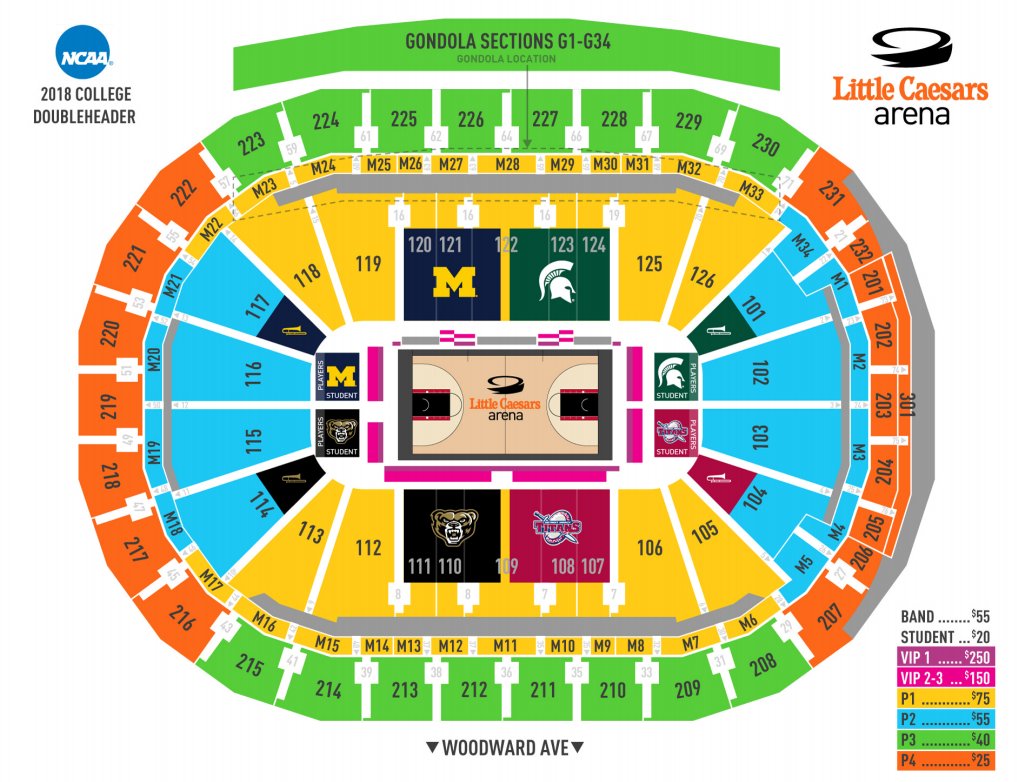 Little Caesars Arena Detroit Seating Chart