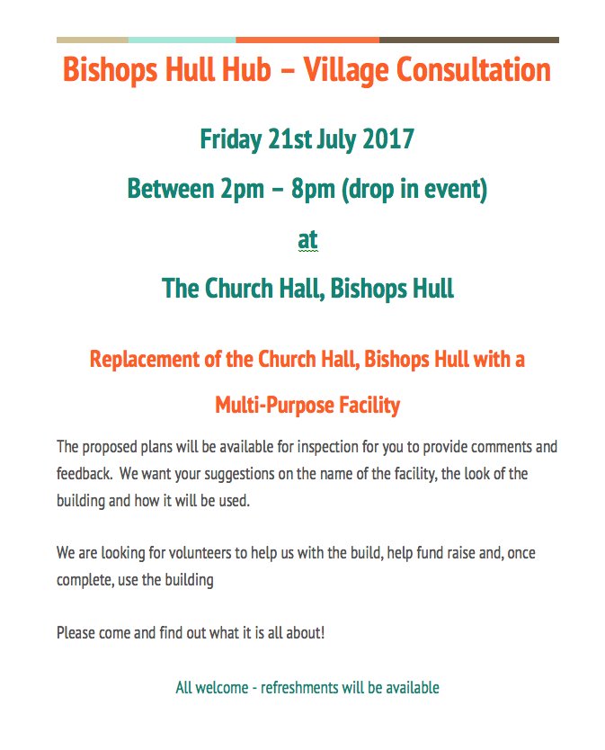BishopsHullHub's tweet photo. Just one week to go until our open day! There will be cake, refreshments and a warm welcome. Lets get this project off the ground ☕️🍰 https://t.co/5NuCacicb1