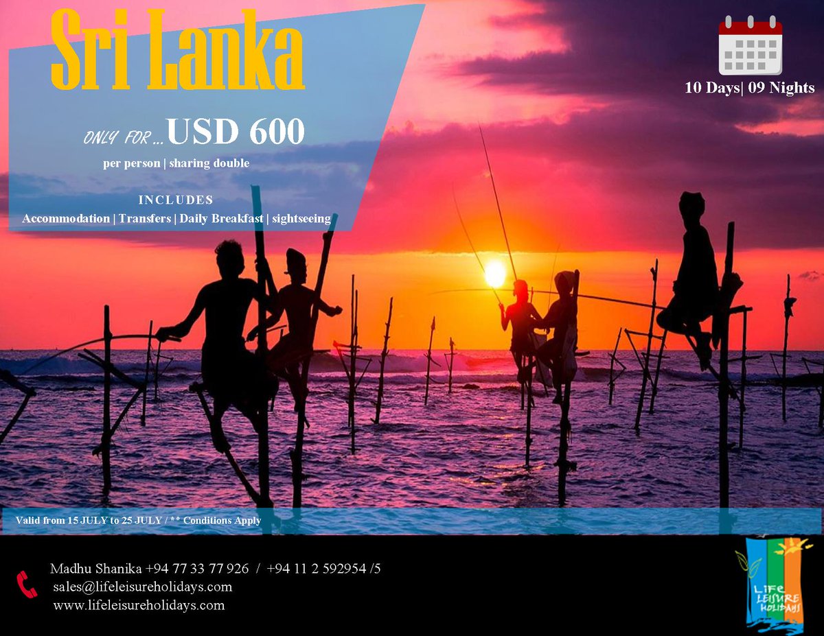 LifeLeisureSL's tweet photo. A 10 night holiday to #SriLanka just for $600 #Travel #Holiday #سيرلانكا #عروض_سياحية https://t.co/Di5Lkvy4ld