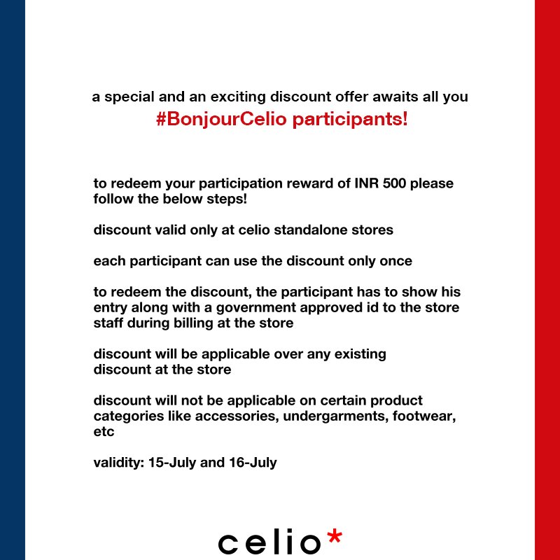 We are giving out participation discount vouchers to EVERY SINGLE PARTICIPANT!
#BonjourCelio #FrenchNationalDay