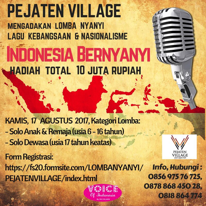 LOMBA INDONESIA BERNYANYI. Rebut Hadiah 10 JUTA Rupiah!
Registrasi  formulir on fs20.formsite.com/LOMBANYANYI/PE…
