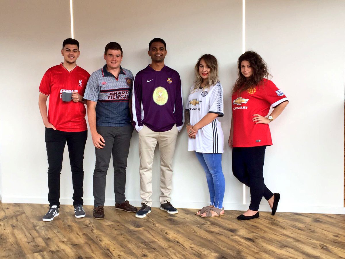 Amy_M_Allen's tweet photo. The @BSD_Consulting Leicester office wearing our football shirts in support of Bradley Lowrey @bloodwise_uk #BSDle1 #BradleyLowrey https://t.co/H5ZJ1on00k