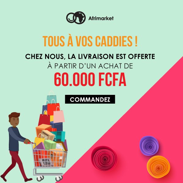 #LeSaviezVous 
A partir de 60.000 Fcfa d'achat, la livraison est GRATUITE chez #Afrimarket !!
RDV sur afrimarket.ci