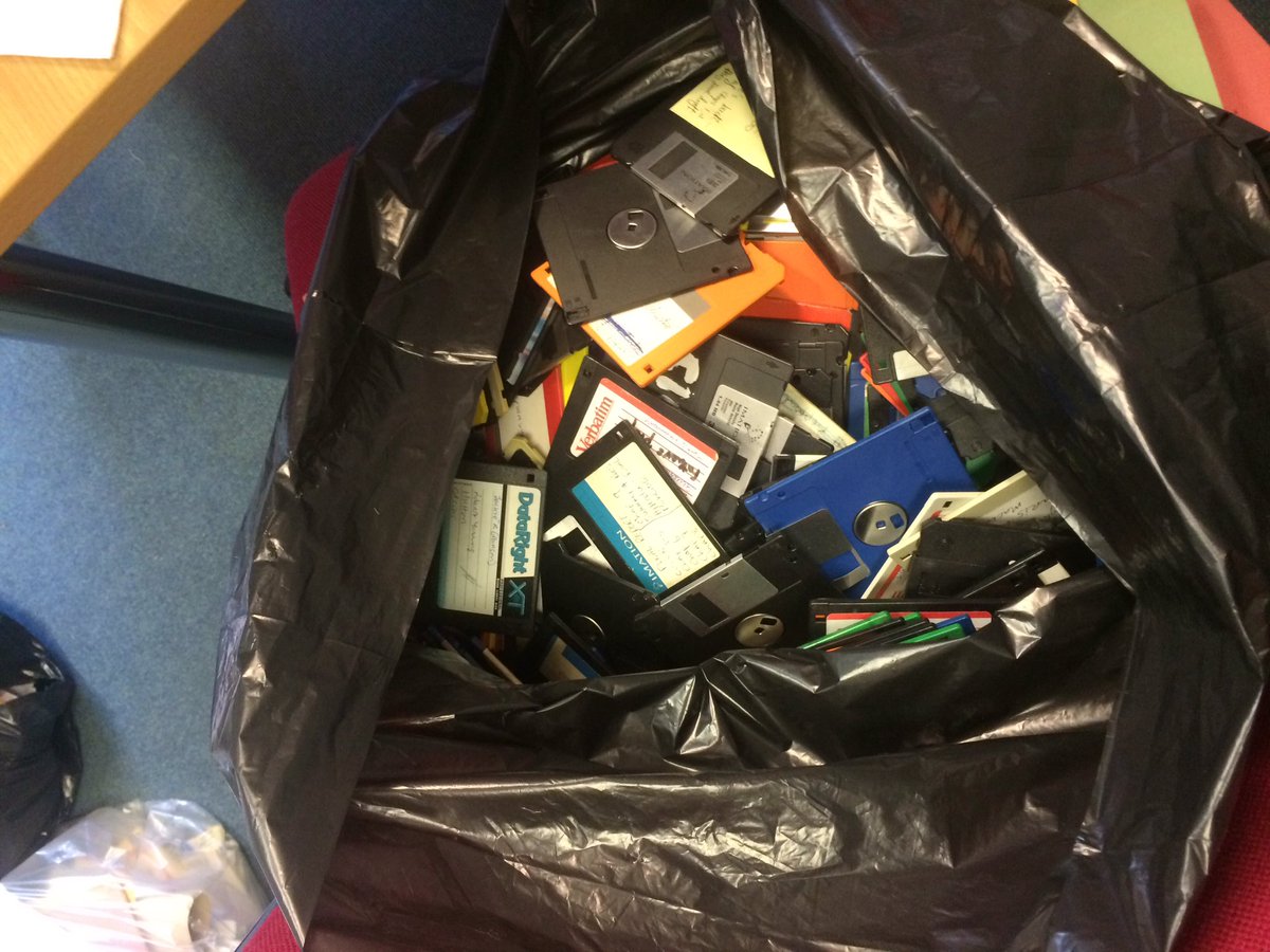 Harr_Ferguson's tweet photo. The desire to hang on to the past is huge - it's like throwing out everything I wrote 1990-2004. #floppydisks #jobmove #newoffice https://t.co/3rpFD7xwC7