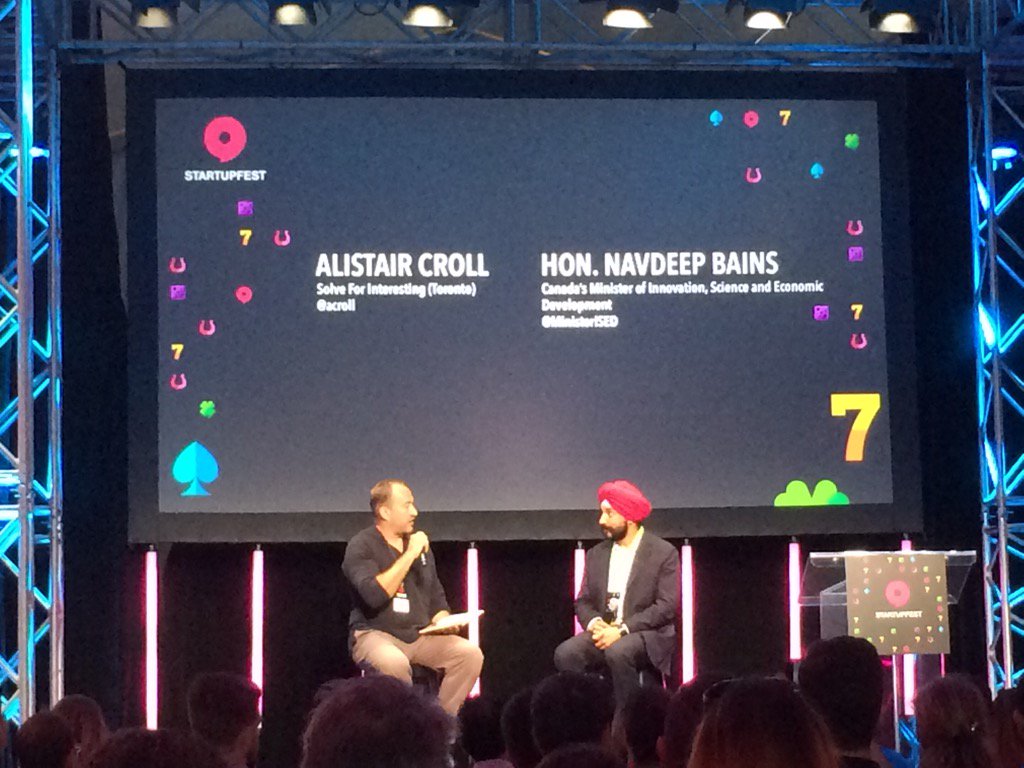 My great friend Alistair Croll <a href="/acroll/">Alistair Croll</a> Rocks it at Montreal StartupFest <a href="/startupfest/">Startupfest</a> with Honorable Navdeep Bain's
