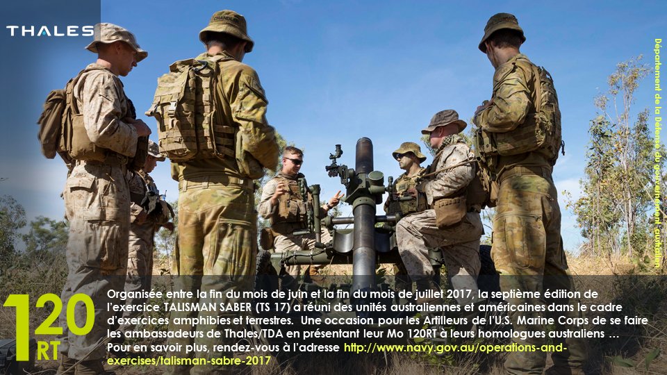 ThalesDefence's tweet image. Notre mortier 120 rayé/tracté des Marines américains déployé dans l'exercice australien @TalismanSabre 2017 #Mo120RT #Artillerie #USMC