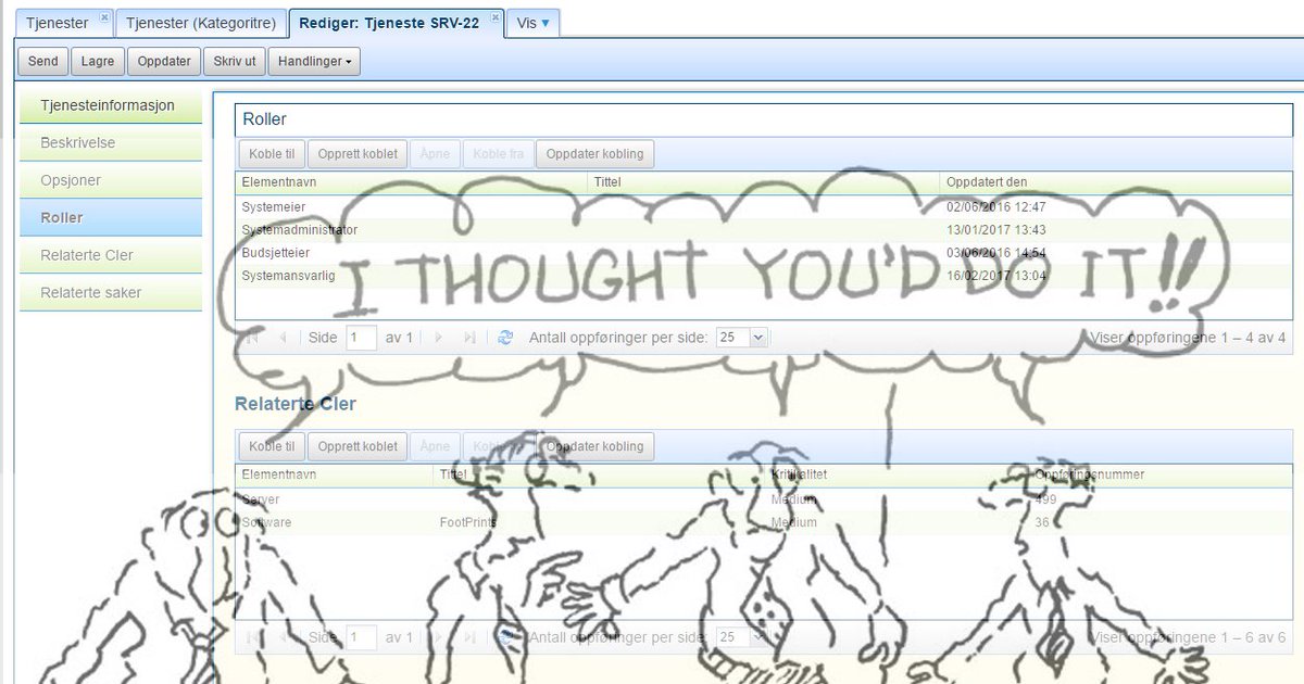 Inleadas's tweet image. Kunden trengte sentral administrasjon av roller og ansvar tilknyttet tjenestekatalog og CMDB. Vi løste det slik: buff.ly/2tSHsGI