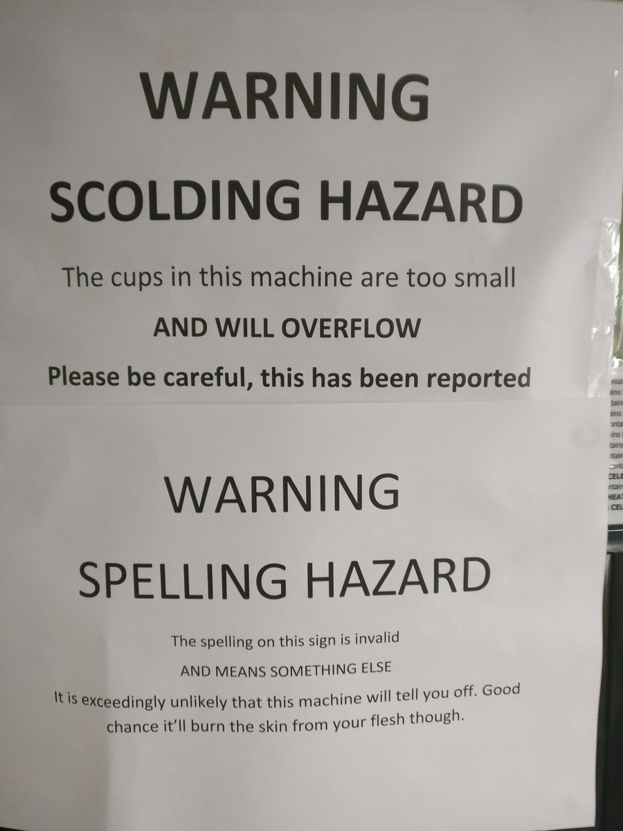 dirtyfrog's tweet image. Can you guess which of these signs I put on the coffee machine? #childish #spellingmistaik