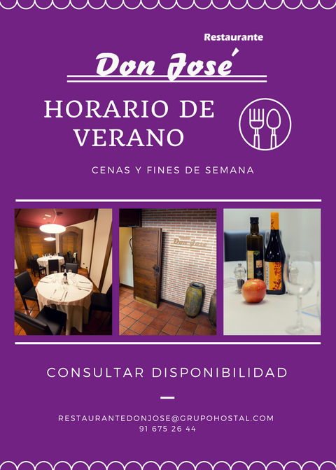 RestDonJose's tweet photo. Recuerda que durante este #verano podemos sufrir modificaciones en nuestros horarios. Consulta nuestra disponibilidad.
📞 91 675 26 44 https://t.co/4u2hJQYZjq
