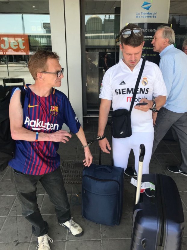 sportbible's tweet photo. A group of lads have gone on a stag to Barcelona and they've hired The Wealdstone Raider to go with them 😂😂😂 https://t.co/D9feM2kRjE