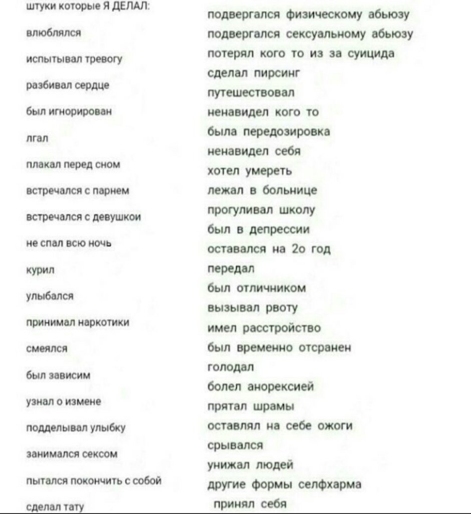 Вещи которые я делал список