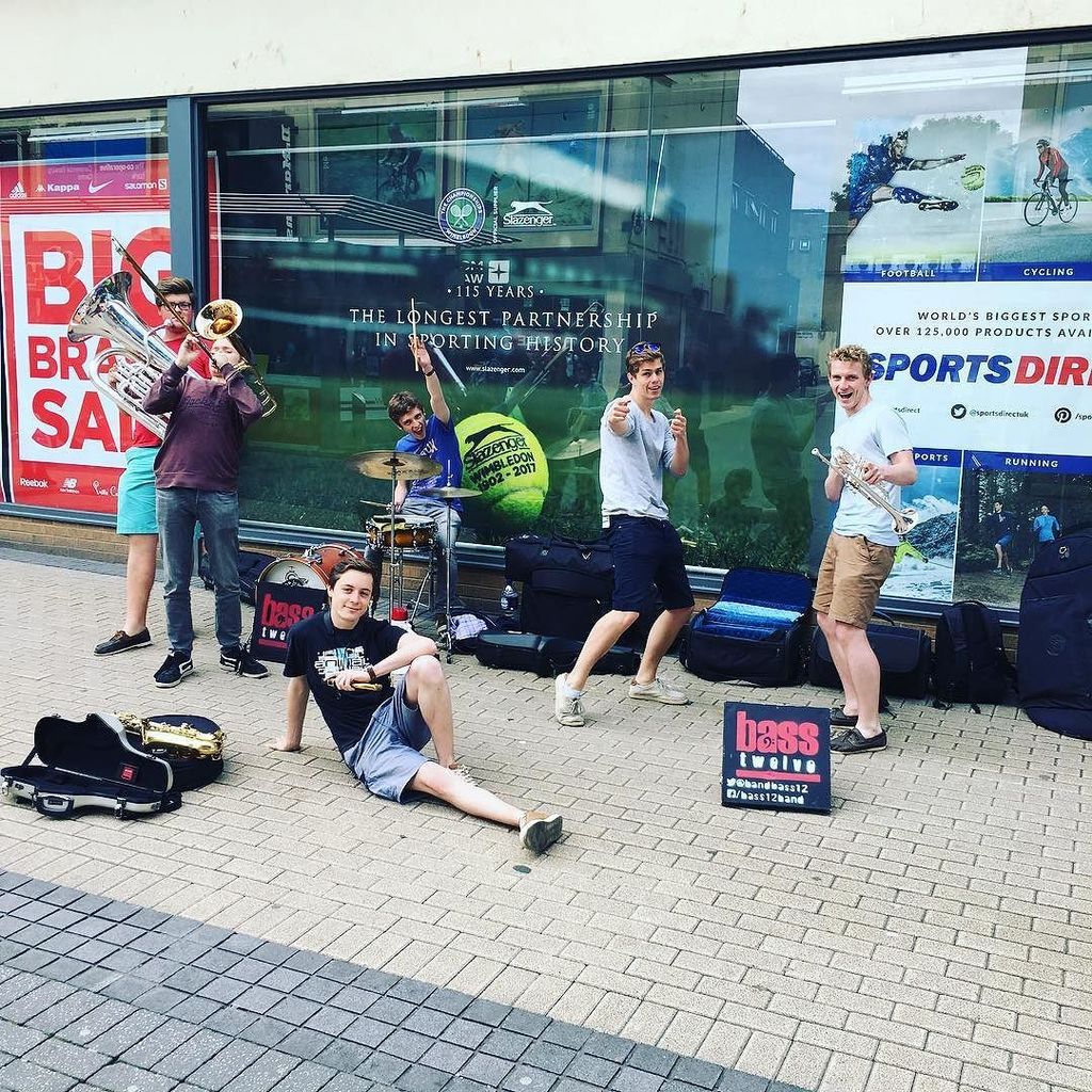 Bass12Band's tweet photo. We're on Broadmead street in #Bristol for our final day of #busking #ontheroad #roadtrip #busking12 #beach12 https://t.co/xT4cVDqMIP