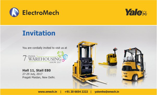 Electromech Cranes On Twitter Electromech Showcases Yale Forklifts Lifttrucks Warehousingshow New Delhi July 27 29 Visit Us For Information On Yale Range Https T Co 19see3ijmh