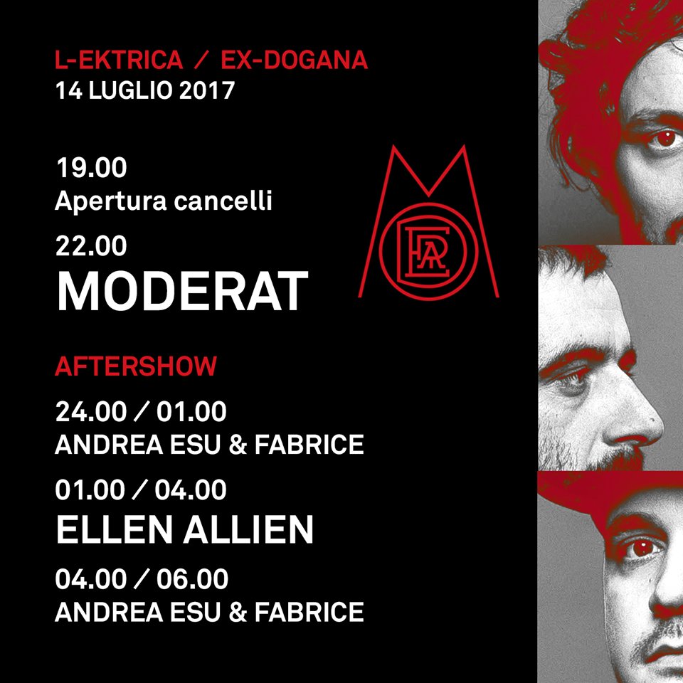 dnaconcerti's tweet image. Stasera @ModeratOfficial all&apos; #ExDogana di #Roma! Ecco gli orari ufficiali! @Spring_Attitude #lektrica @MonkeytownRec @Andrea_3D #moderat