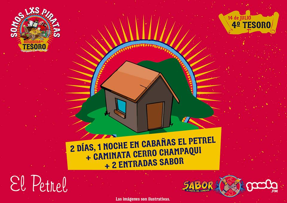 Sabor_Fiesta's tweet photo. Hoy jugá por 2 entradas + 2 días y 1 noche en #CabañasElPetrel! Escuchá en @gamba1063 la pista en donde está el tesoro escondido y ganá! https://t.co/zPwt60nMrm