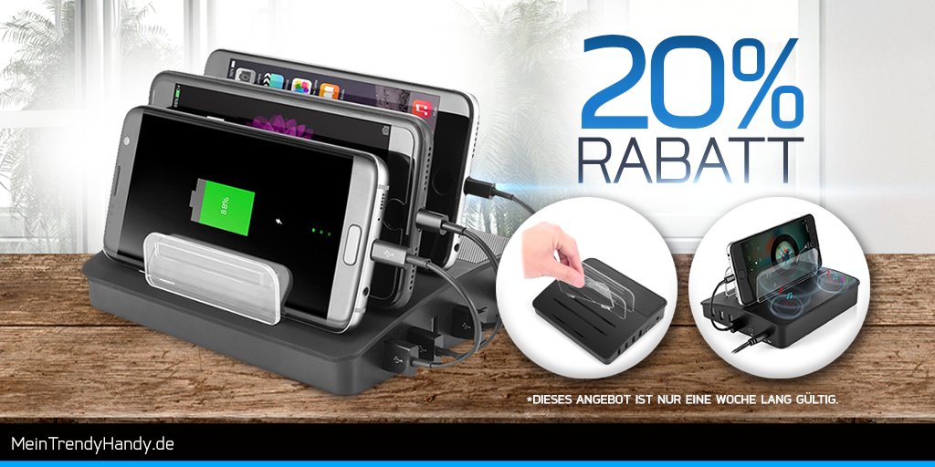 Schauen Sie sich diese Universal 4-Port Ladestation &amp; Bluetooth Lautsprecher an und erhalten Sie 20% Rabatt.
meintrendyhandy.de/shop/universal…