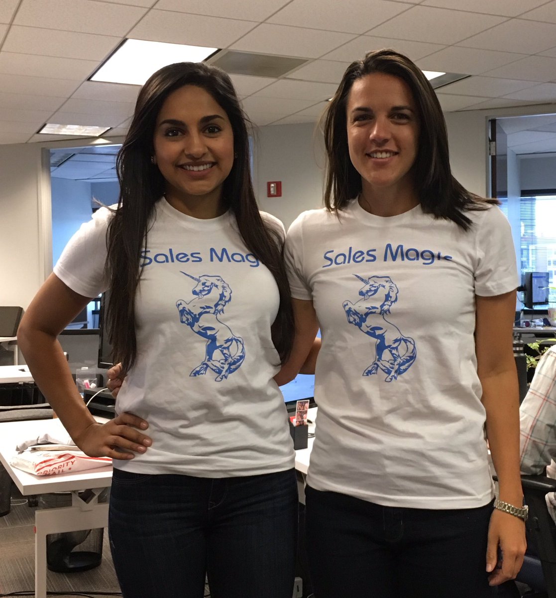 When you show up to work in matching unicorn shirts...sometimes you just need a little #salesmagic. @SalesLoft @Skaledcom